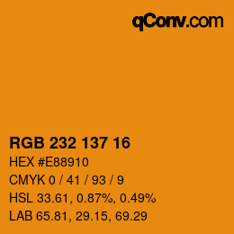 Color code: RGB 232 137 16 | qconv.com