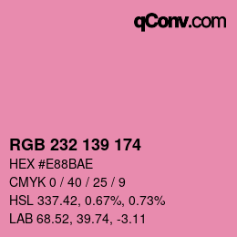 Color code: RGB 232 139 174 | qconv.com