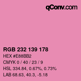 Color code: RGB 232 139 178 | qconv.com