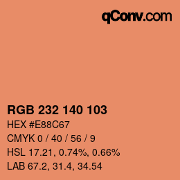カラーコード: RGB 232 140 103 | qconv.com