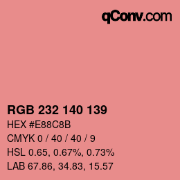 Color code: RGB 232 140 139 | qconv.com