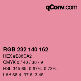 Color code: RGB 232 140 162 | qconv.com