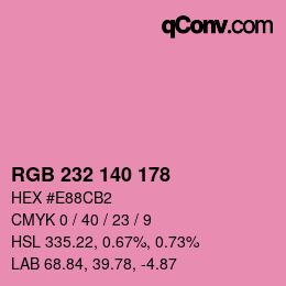Color code: RGB 232 140 178 | qconv.com