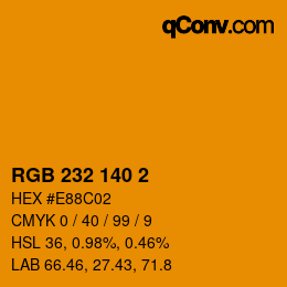 颜色代码: RGB 232 140 2 | qconv.com
