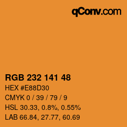 Color code: RGB 232 141 48 | qconv.com