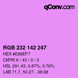Color code: RGB 232 142 247 | qconv.com
