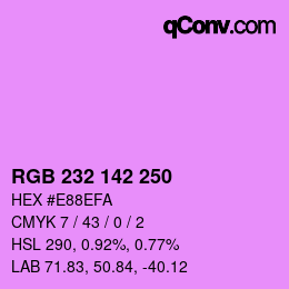 Color code: RGB 232 142 250 | qconv.com