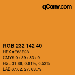 Color code: RGB 232 142 40 | qconv.com