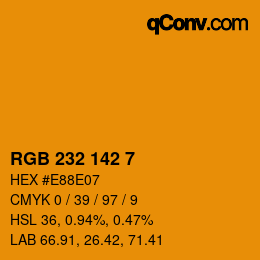 Color code: RGB 232 142 7 | qconv.com