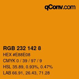 Color code: RGB 232 142 8 | qconv.com