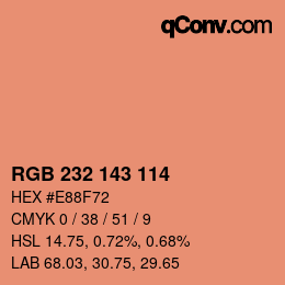 Color code: RGB 232 143 114 | qconv.com