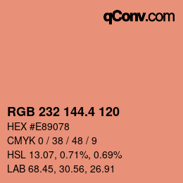 カラーコード: RGB 232 144.4 120 | qconv.com