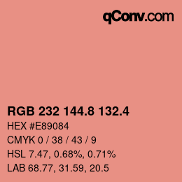 カラーコード: RGB 232 144.8 132.4 | qconv.com