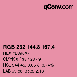 カラーコード: RGB 232 144.8 167.4 | qconv.com
