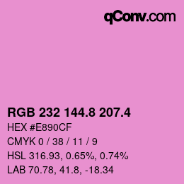 カラーコード: RGB 232 144.8 207.4 | qconv.com
