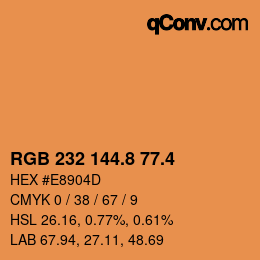 カラーコード: RGB 232 144.8 77.4 | qconv.com