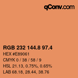 カラーコード: RGB 232 144.8 97.4 | qconv.com