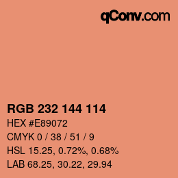 Color code: RGB 232 144 114 | qconv.com