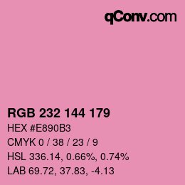 Color code: RGB 232 144 179 | qconv.com