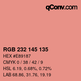 Color code: RGB 232 145 135 | qconv.com