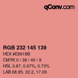 カラーコード: RGB 232 145 139 | qconv.com