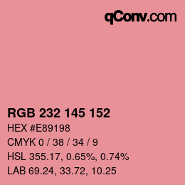 Color code: RGB 232 145 152 | qconv.com