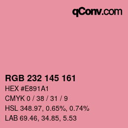 Color code: RGB 232 145 161 | qconv.com