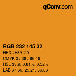 Color code: RGB 232 145 32 | qconv.com