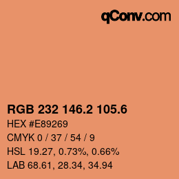 カラーコード: RGB 232 146.2 105.6 | qconv.com