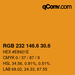 カラーコード: RGB 232 146.6 30.6 | qconv.com