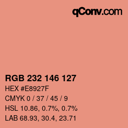 Color code: RGB 232 146 127 | qconv.com