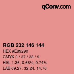 Color code: RGB 232 146 144 | qconv.com
