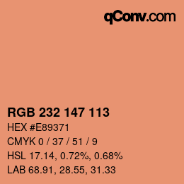 Color code: RGB 232 147 113 | qconv.com