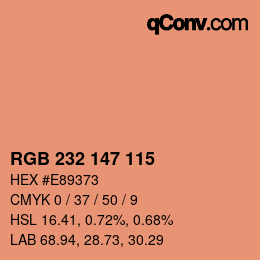 Color code: RGB 232 147 115 | qconv.com