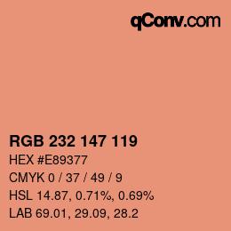 Color code: RGB 232 147 119 | qconv.com