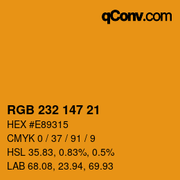 Color code: RGB 232 147 21 | qconv.com