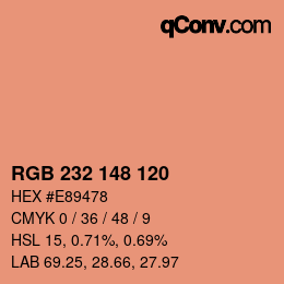 Color code: RGB 232 148 120 | qconv.com