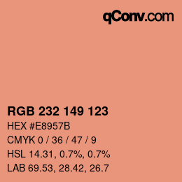 Color code: RGB 232 149 123 | qconv.com