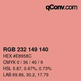 カラーコード: RGB 232 149 140 | qconv.com