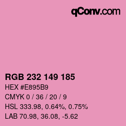 Color code: RGB 232 149 185 | qconv.com