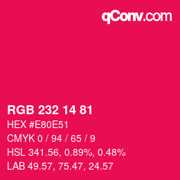 Color code: RGB 232 14 81 | qconv.com