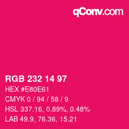 Color code: RGB 232 14 97 | qconv.com