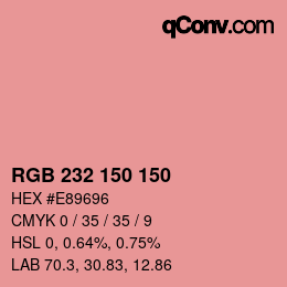 Color code: RGB 232 150 150 | qconv.com