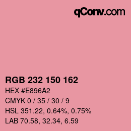 Color code: RGB 232 150 162 | qconv.com
