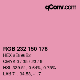 Code couleur: RGB 232 150 178 | qconv.com