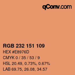 Color code: RGB 232 151 109 | qconv.com