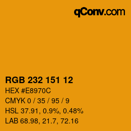 Color code: RGB 232 151 12 | qconv.com