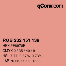 Color code: RGB 232 151 139 | qconv.com