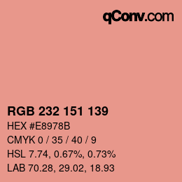 カラーコード: RGB 232 151 139 | qconv.com
