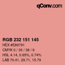 Color code: RGB 232 151 145 | qconv.com